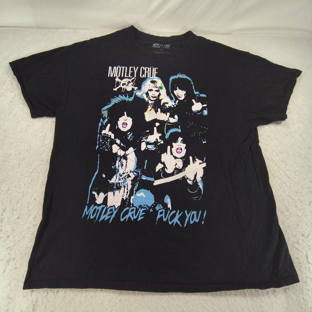 Motley Crue Band Short Sleeve Crew Neck T Shirt Mens Size Extra Large XL Black - Picture 2 of 9